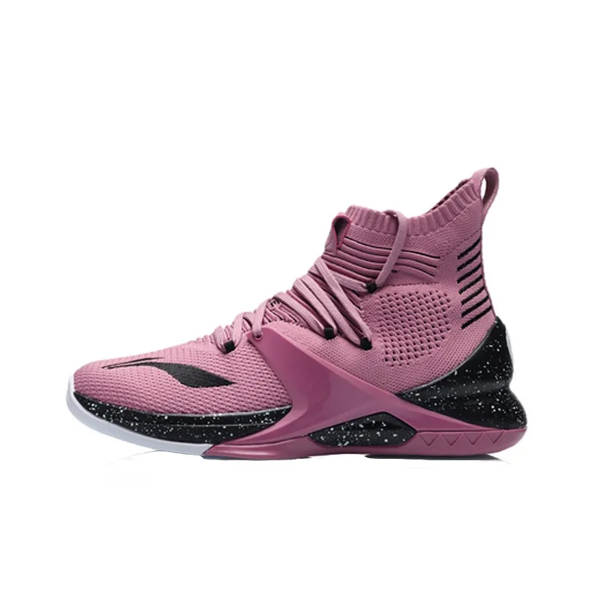 LiNing Blockade Cushioned Slip-Resistant Abrasion-Resistant High-Top Basketball Shoes Men's Red Black White