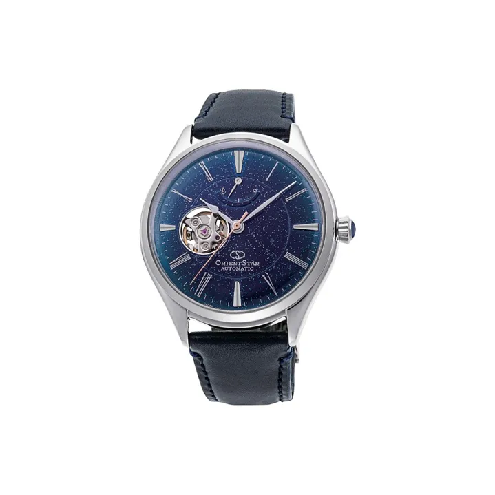 ORIENT STAR Automatic Mechanical Movement Genuine Leather Strap Watch Men's Watches Blue Dial
