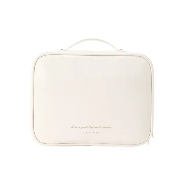 LOHAS Travel PU Material Water Resistant Wear Resistant Wet/Dry Separation Makeup Bag Regular Unisex White/Pink