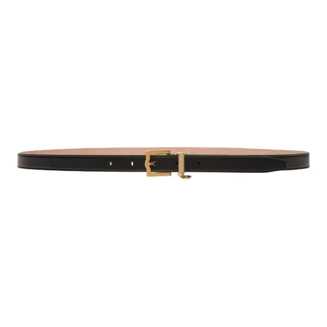 BALLY Gold Buckle Leather Belts Women's Black Width 2cm BALLY Золото Застежка Кожаные Ремни Женские Черный Ширина 2 см