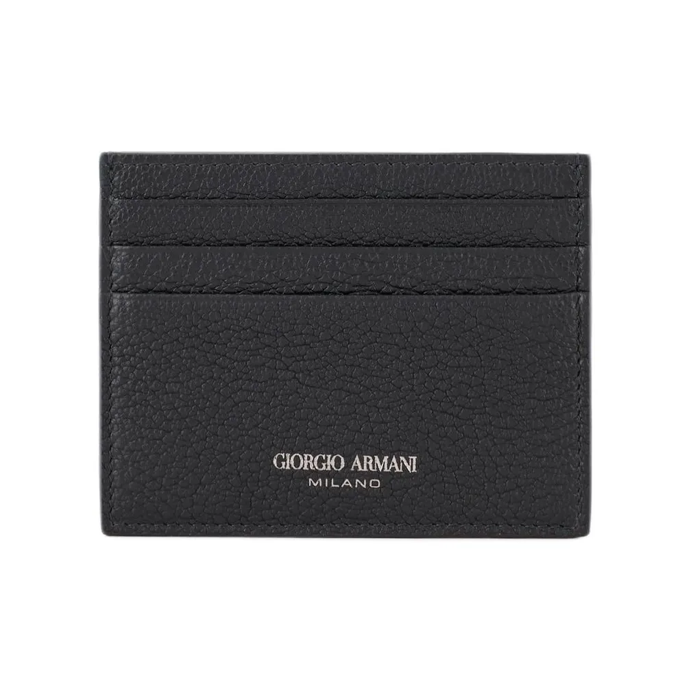 AMANI Cow Leather Card Holder Men's Black