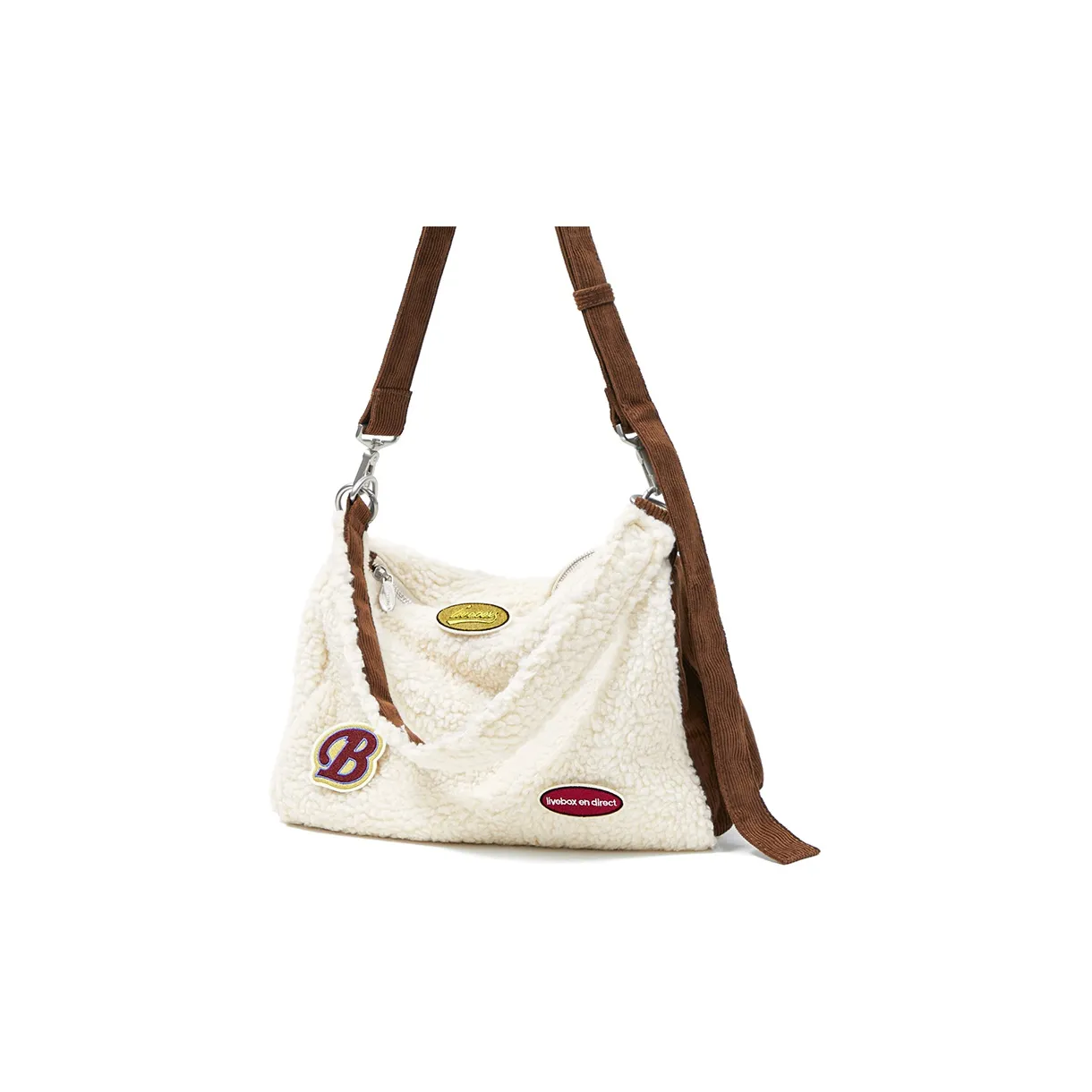 LIVEBOX EN DIRECT Sherpa Corduroy Crossbody Bag, Plush Bag, Vintage Shoulder Bag, Casual Bag Tubas Women's