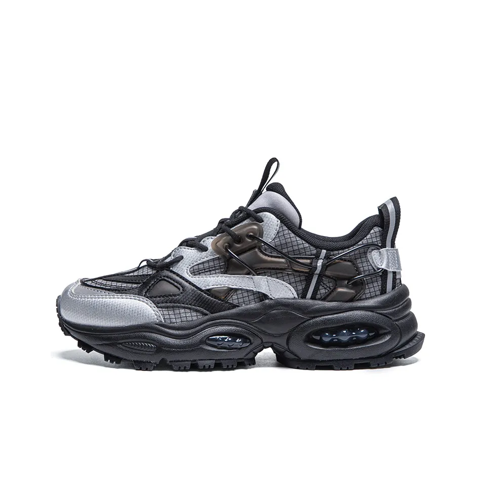 Kappa Cushioning Low Top Chunky Sneakers Unisex Black Silver
