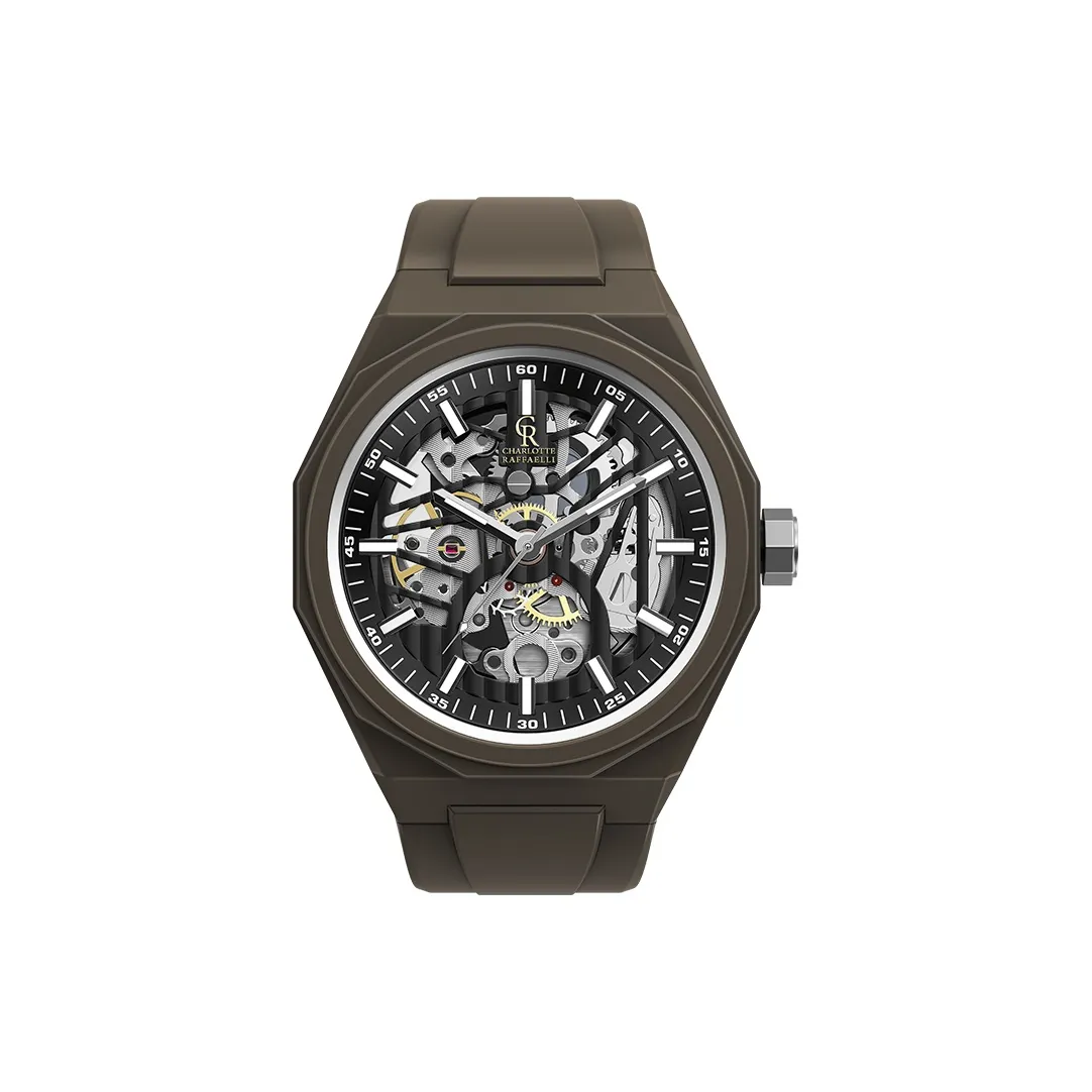 CHARLOTTE RAFFAELLI· Wrist Watch Mechanical Movement Silicone Strap Cut Out Dial Men's Watches Classic Box CRAS002