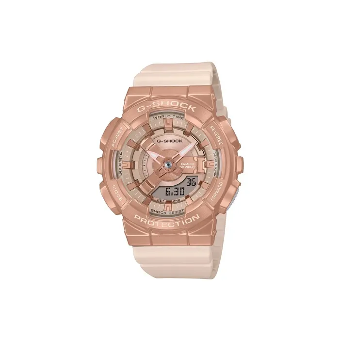 CASIO Кварцевый механизм Смольный ремешок Часы Женские Циферблат из золота GM S110PG 4AJF