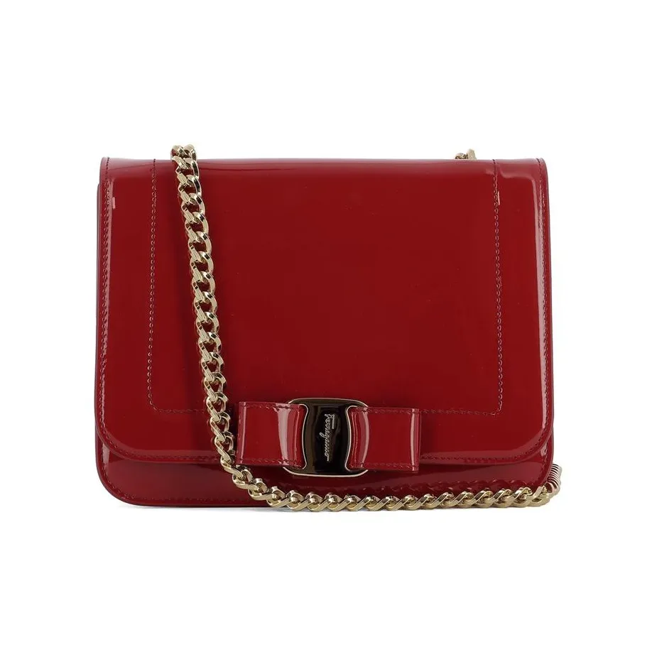 FERRAGAMO Cow Leather Handbag, Shoulder Bag, Crossbody Bag Women's Burgundy
