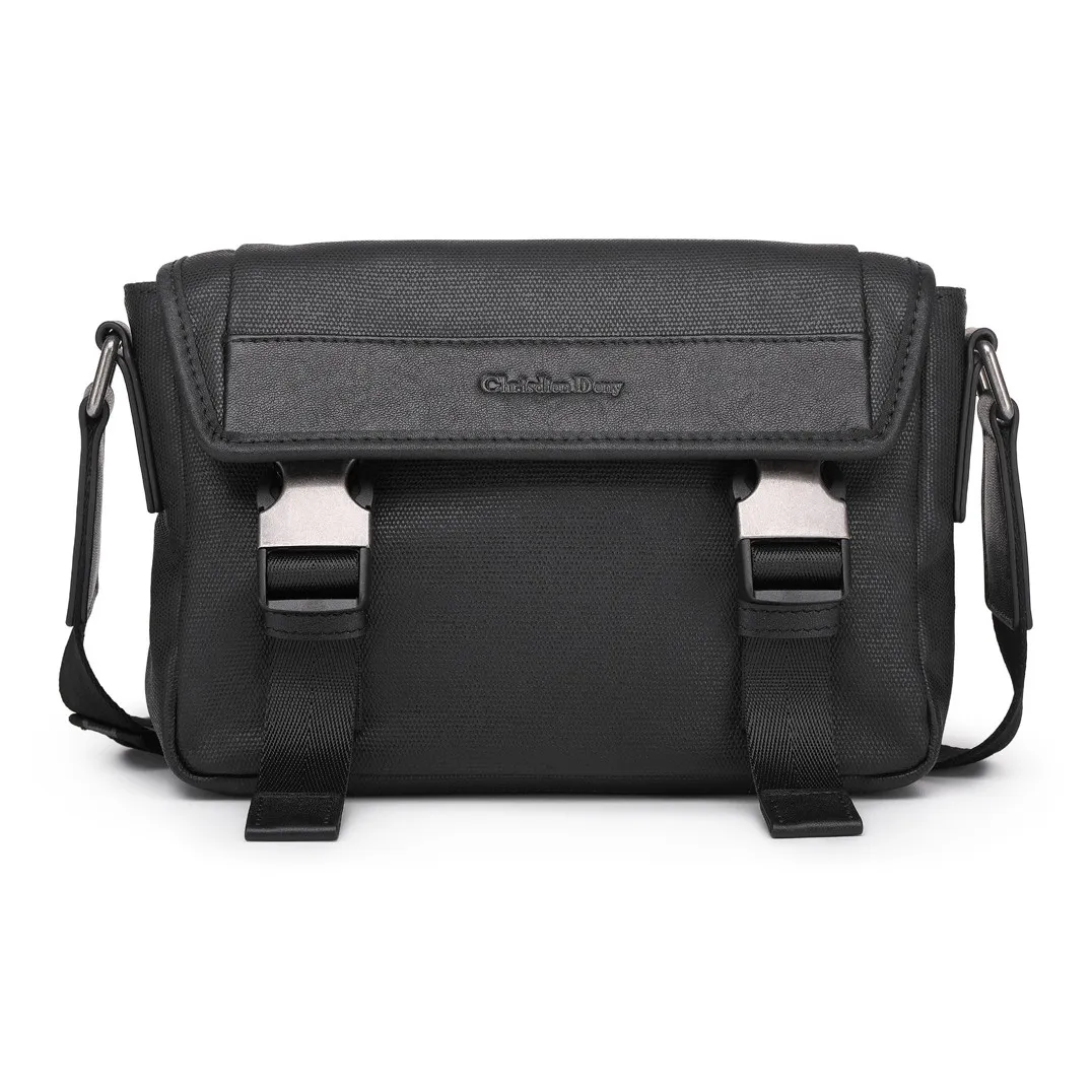 CHRISDIEN DENY Сумка через плечо из коровьей кожи мужская черная