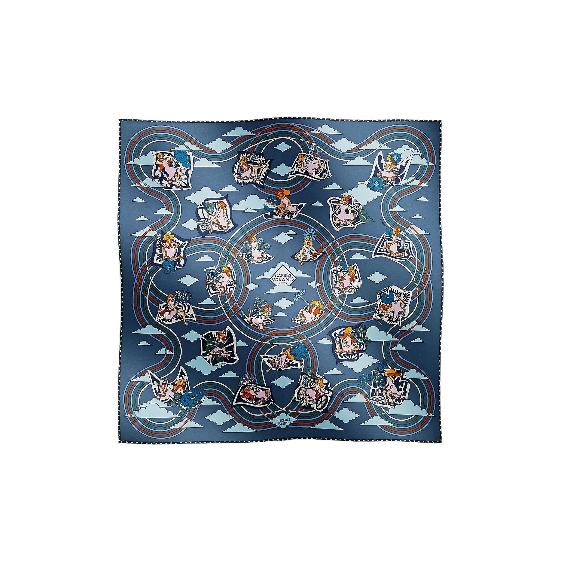 HERMES Шелковые шарфы Женские Синий