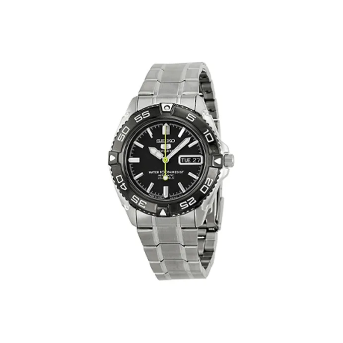 SEIKO Precision Crafted 5 Sports Collection Automatic Mechanical Movement Stainless Steel Strap Watch Unisex Black Dial