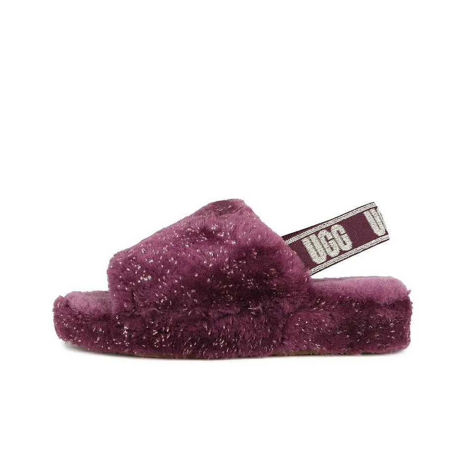 UGG Women's Fluff Yeah Slide 'Metallic Sparkle - Pinot Noir'