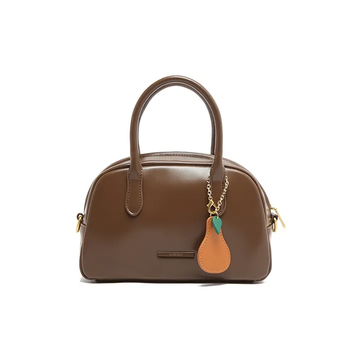 MICOCAH PU Dome Bag Handbag Regular Women's Caramel Brown/Suede Coffee
