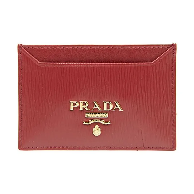 PRADA Телячья кожа Держатель для карт Женские Красный