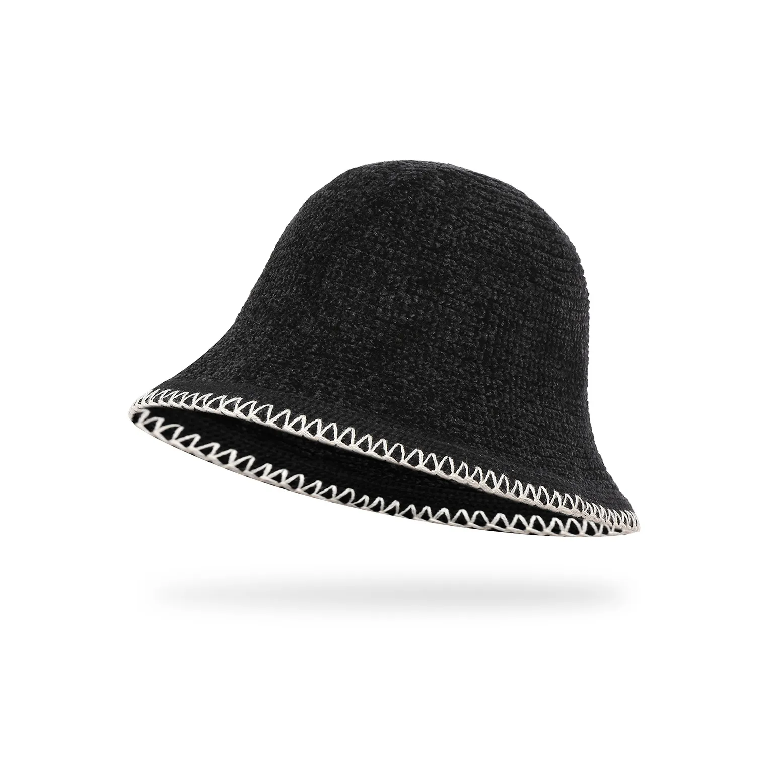 MT·MIT Трикотажная ткань Ведро Шляпы ведра Женские Черный