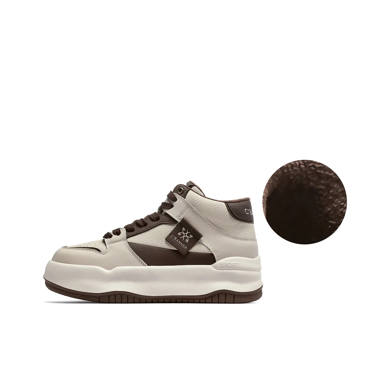 C°BANNER Mid Top Casual Shoes Women's Brown Fleece Lined