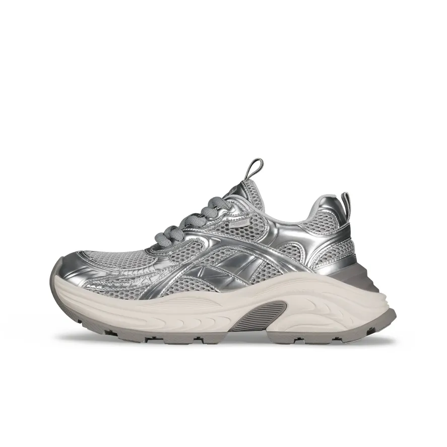 WANDER AROUND Амортизация противоскользящие легкие увеличивающие высоту подошвы кроссовки для женщин серебристые