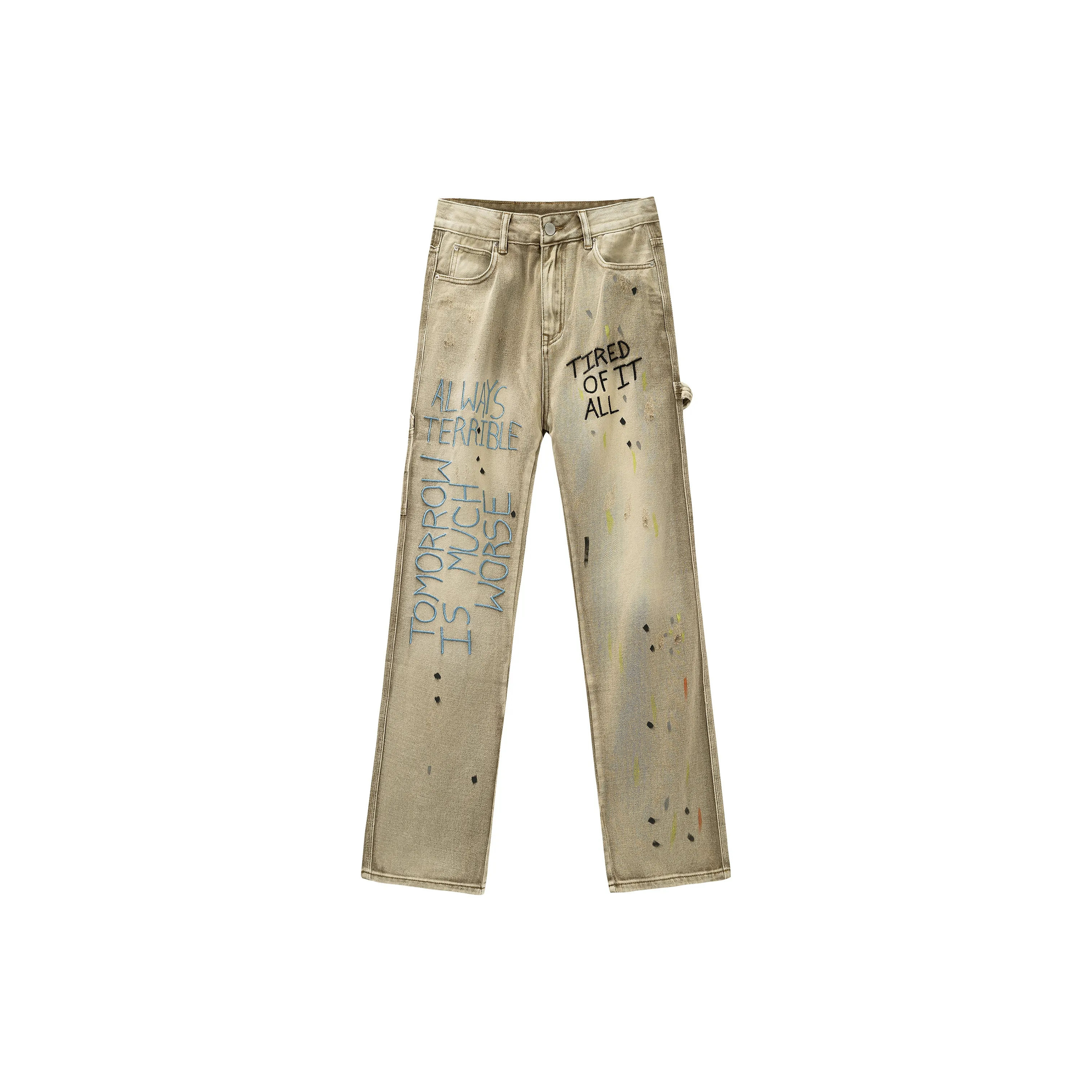 XINYINSU Jeans Unisex Khaki Yellow