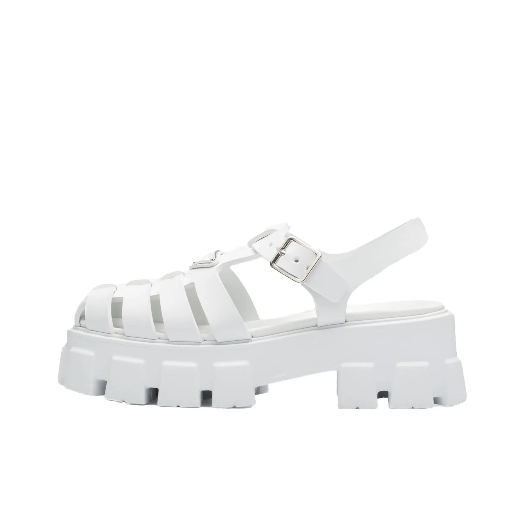 PRADA Monolith Foam Rubber 55mm Sandals White Women's