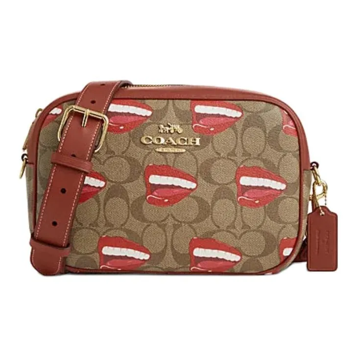 COACH PVC With Skin Camera Bag, Shoulder Bag, Crossbody Bag Trumpets Women's Brown & Red