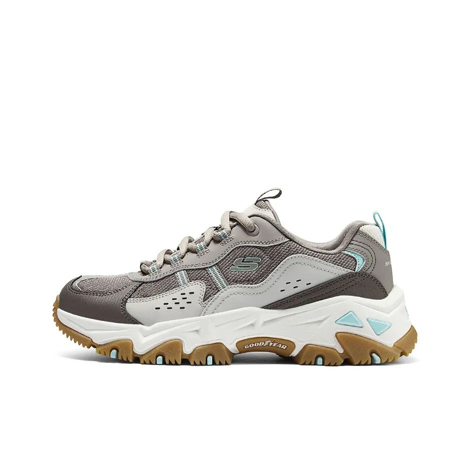 Skechers Износостойкий Дышащий Увеличивающий Высоту Низкий Топ Уличная Обувь Женская Серый Коричневый