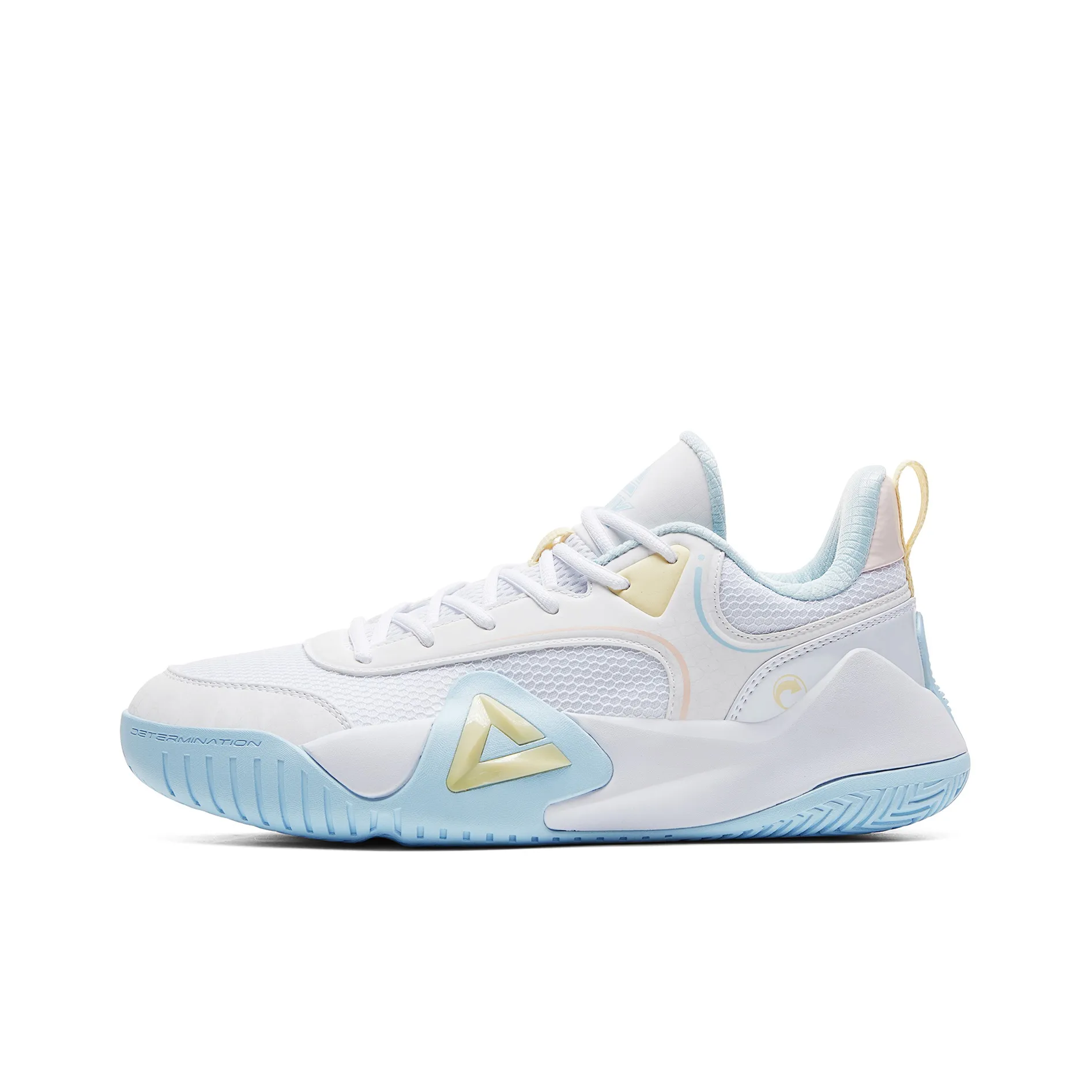 PEAK Sharp Marks Basketball Shoes Men's Low Top All White Fine Blue