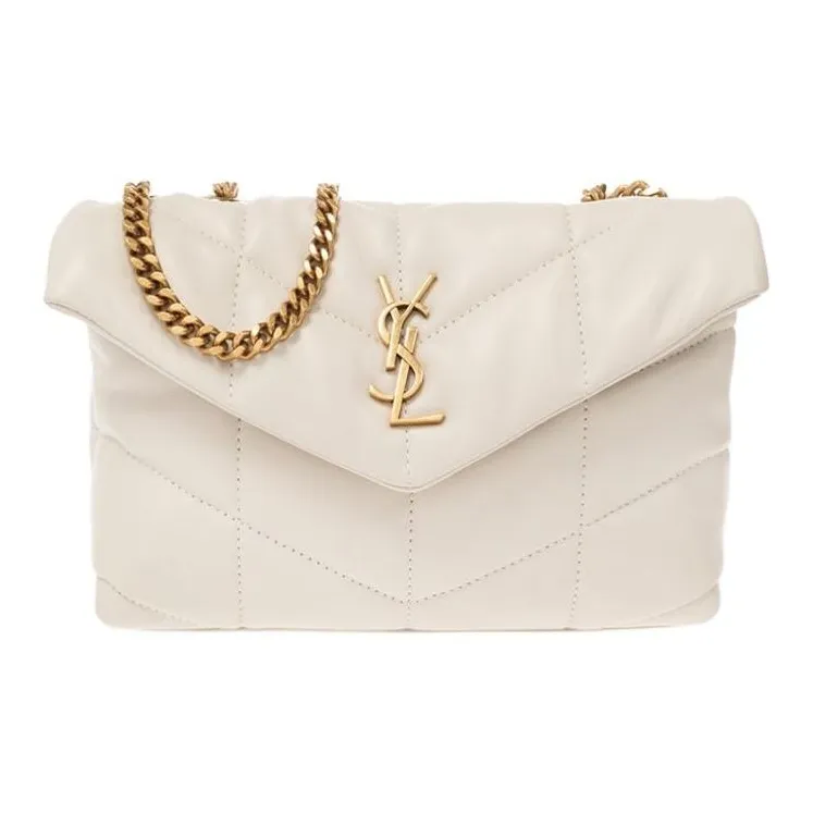 SAINT LAURENT Lambskin Crossbody Bag, Shoulder Bag Women's White