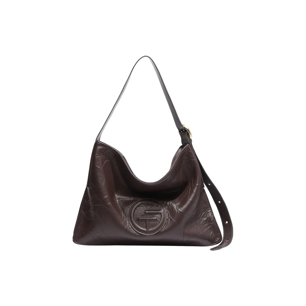 Tanita West Cow Leather Shoulder Bag Large Size Women's Coffee Brown