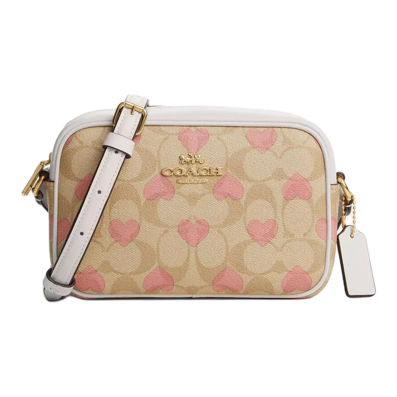 COACH Jamie Coated Canvas With Leather Camera Bag, Shoulder Bag, Crossbody Bag Mini Women's