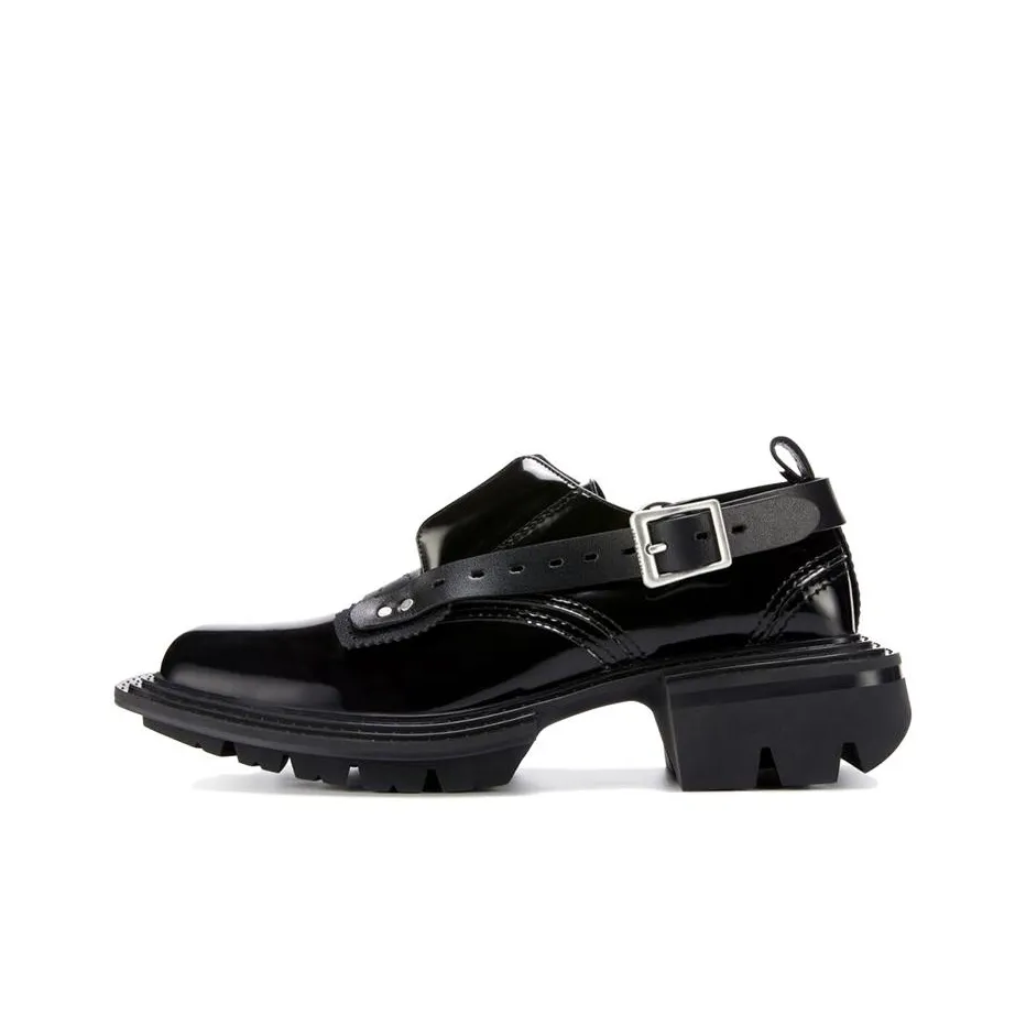 Untitlab #11 Reel Derbies Черный Ремень Низкий Топ Обувь с Платформой Унисекс Черный Серебряный