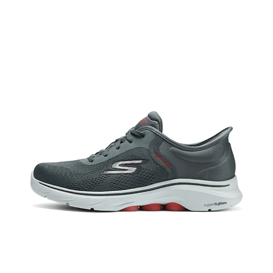 Skechers GO WALK 7 Cushioning, Wear Resistant Low Top Running Shoes Men's Gray Red