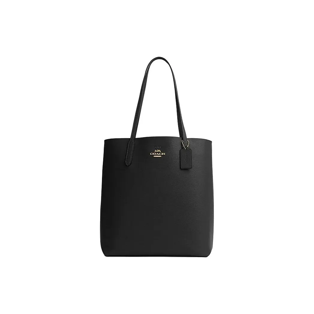 COACH Коровья кожа Тоут Сумка Сумка для покупок Сумка среднего размера Женская Черная