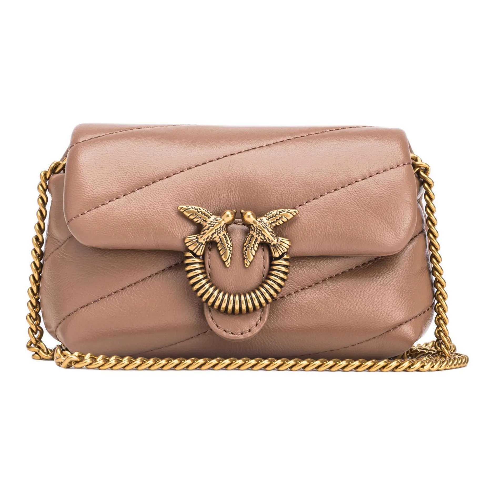 PINKO Puff Овчина Swallow Сумка Сумка через плечо Экстра мини Женская Умбра