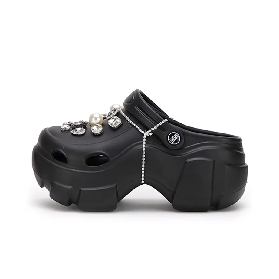 XMISTUO Pearl Rhinestone Height Increasing Platform Outerwear Sabo Unisex XMISTUO Жемчужный Стразы Увеличение Высоты Платформа Верхняя одежда Сабо Унисекс