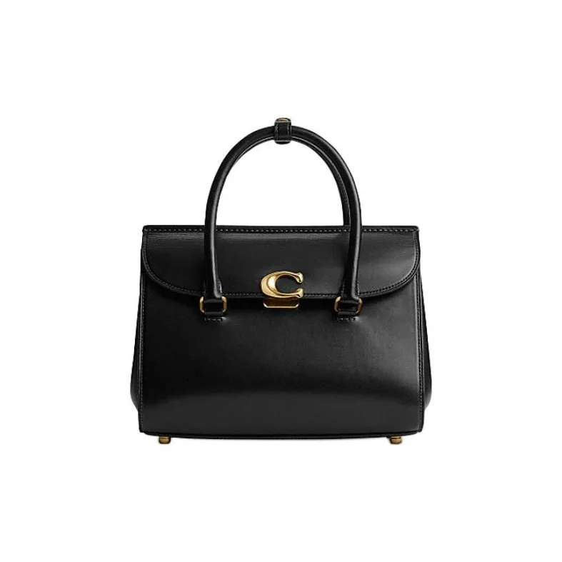 COACH Calfskin Briefcase, Handbag Medium Size Women's Black