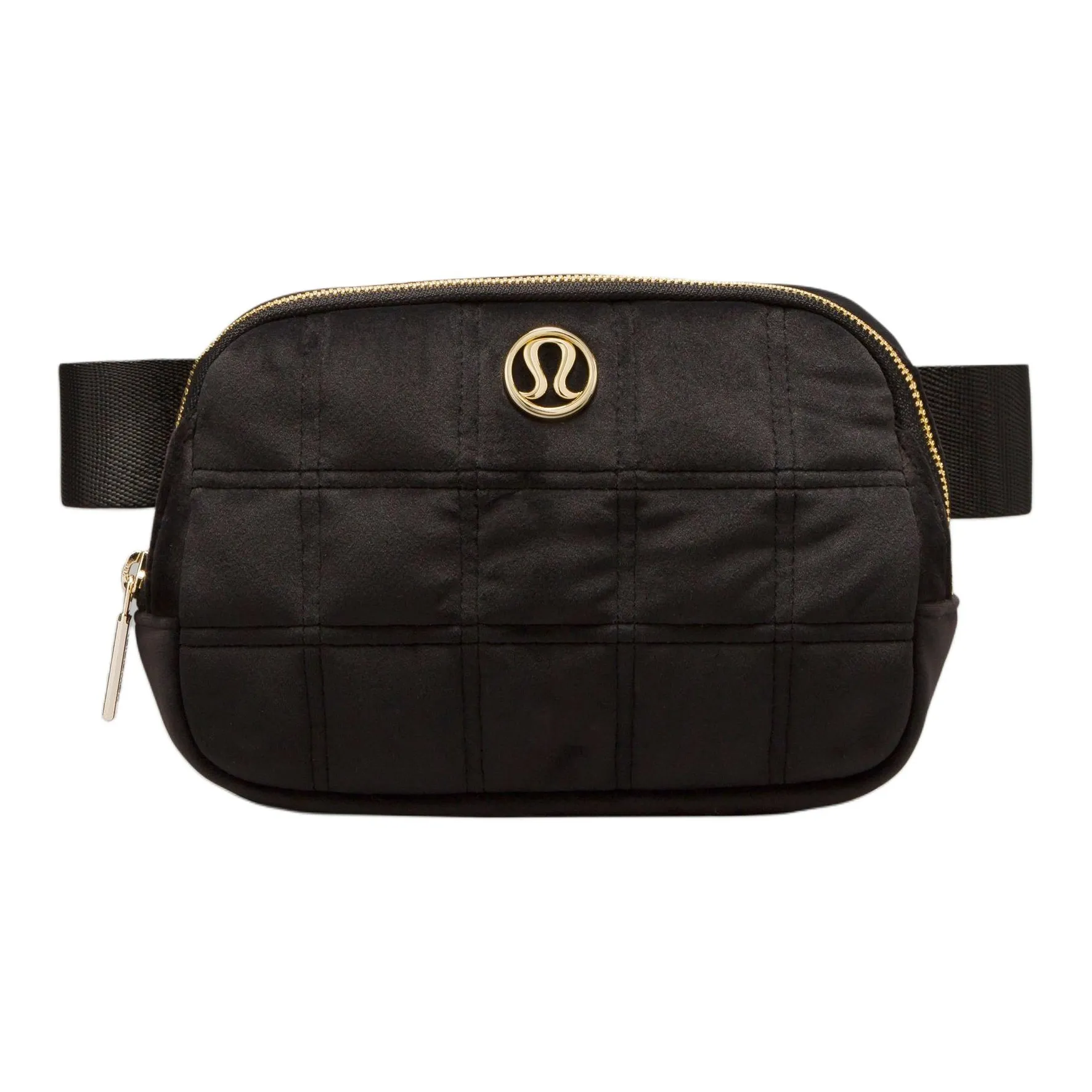 Lululemon Everywhere Fleece Fabric Sling Bag, One Shoulder, Crossbody, Fanny Pack Regular Unisex Black & Gold