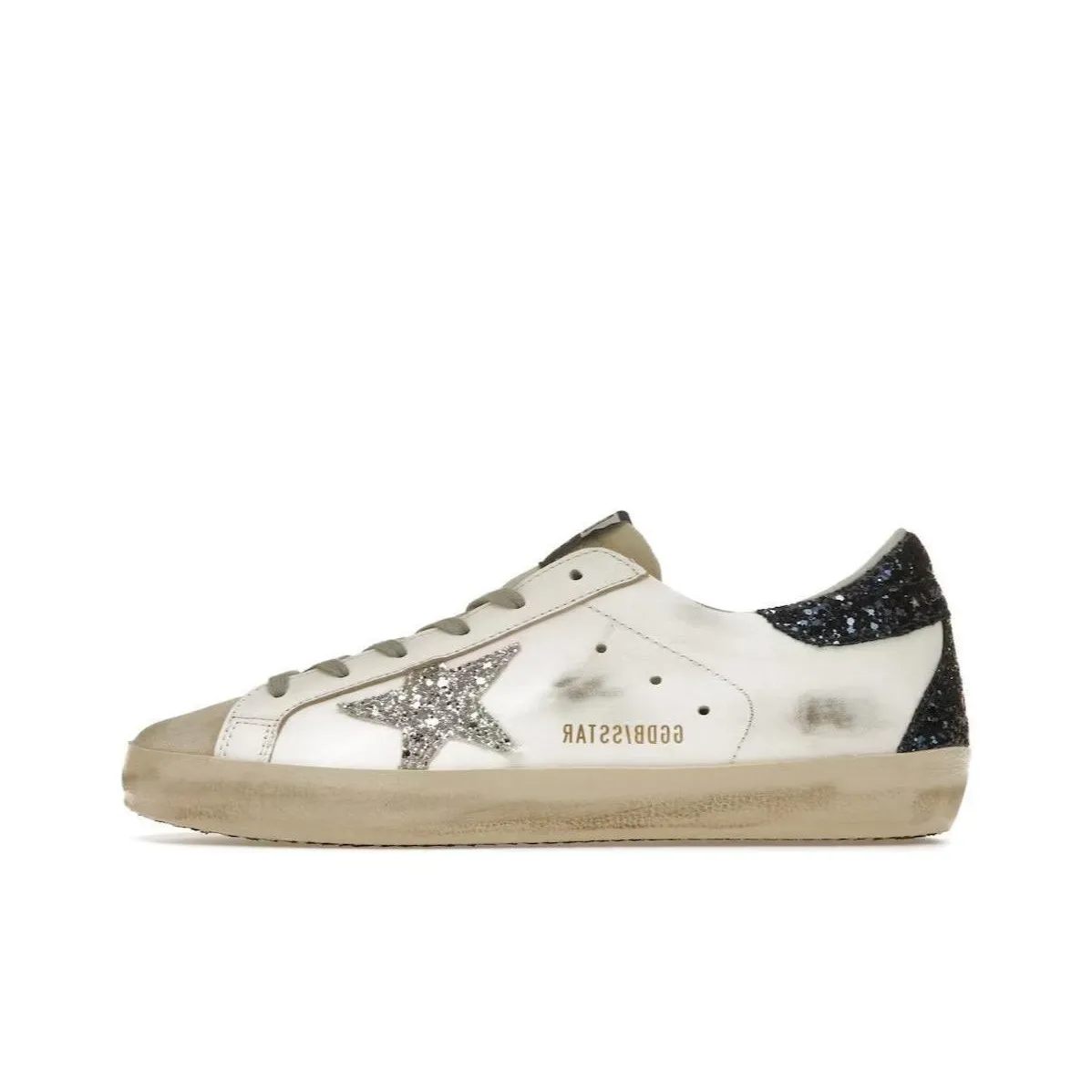 Golden Goose Super Star White Blue Glitter Women's