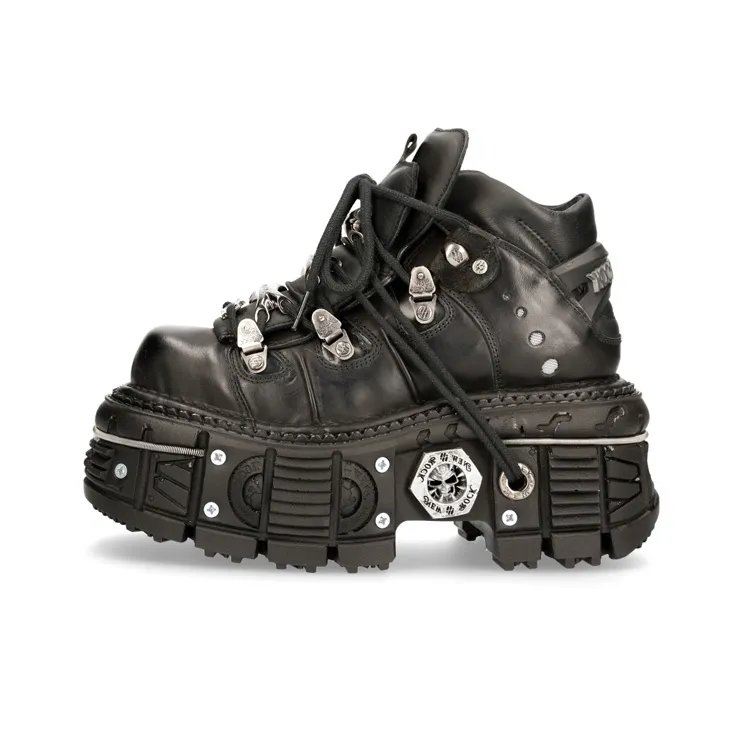 NEW ROCK Tank Collection High Top Casual Shoes Unisex Metallic Black