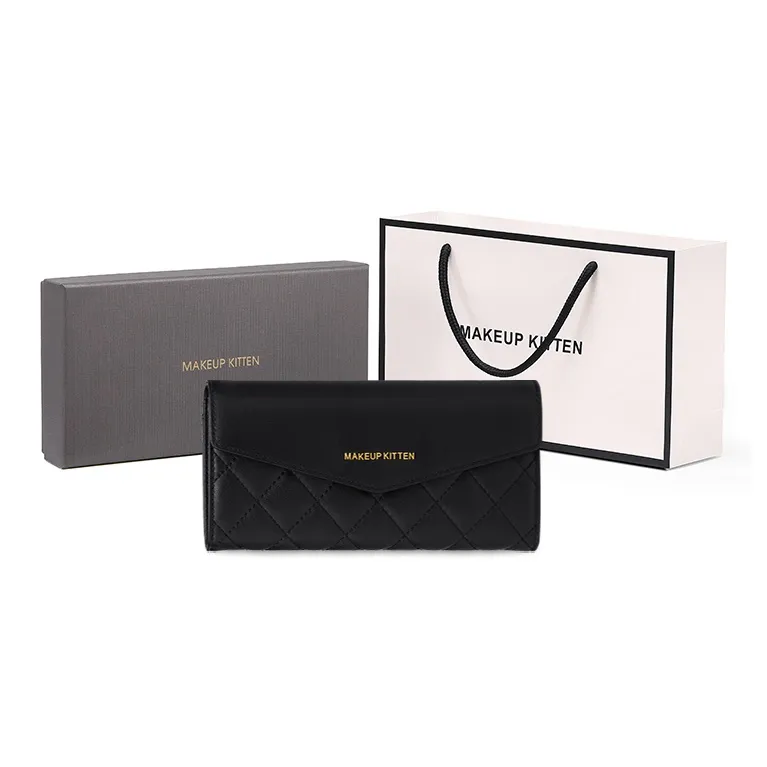MAKEUP KITTEN Коровья кожа Держатель для карт кошелек Маленький Женский Черный