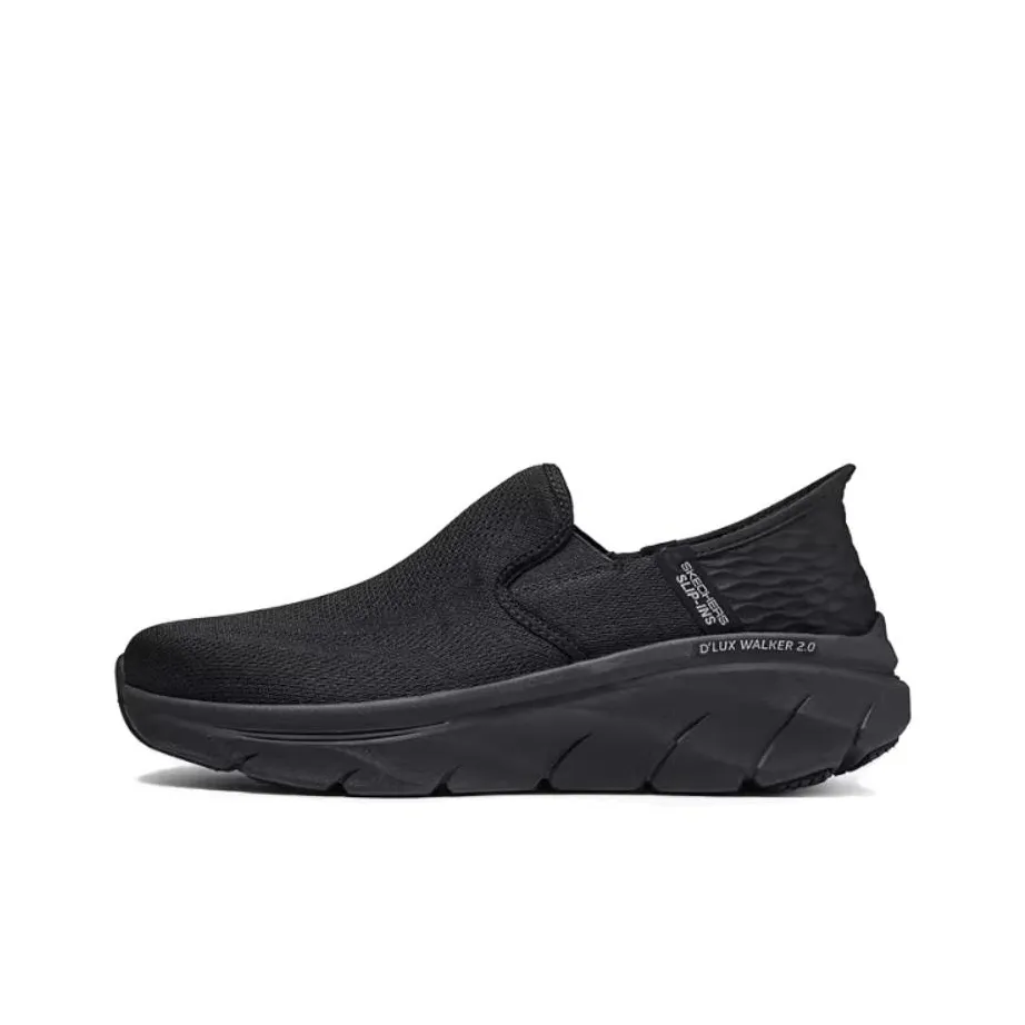 Skechers D'lux Walker Hands Free Slip Ins Lightweight Low Top Casual Shoes Men's All Black