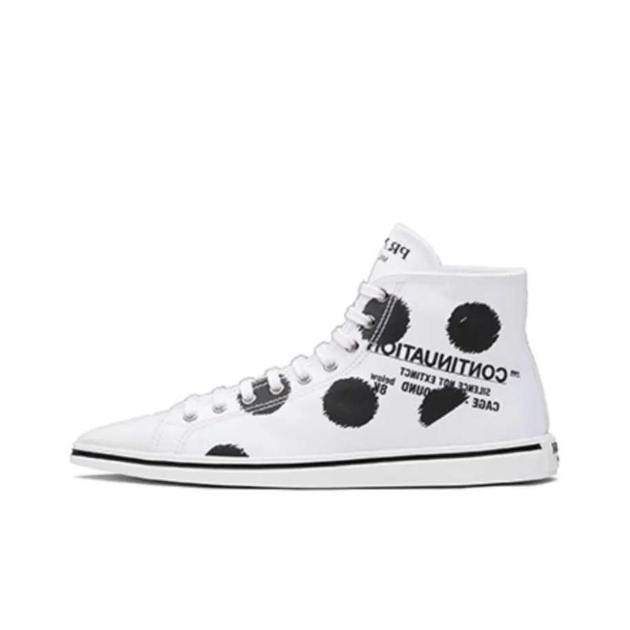 PRADA High Top Stylish Skateboarding Shoes Women's White Black