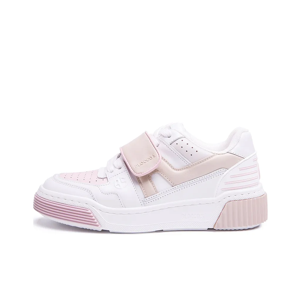 BLOCCO5 MARS Обувь Пряжка Стиль Низкий Топ Скейтборд Кроссовки Женские Розовые Белые