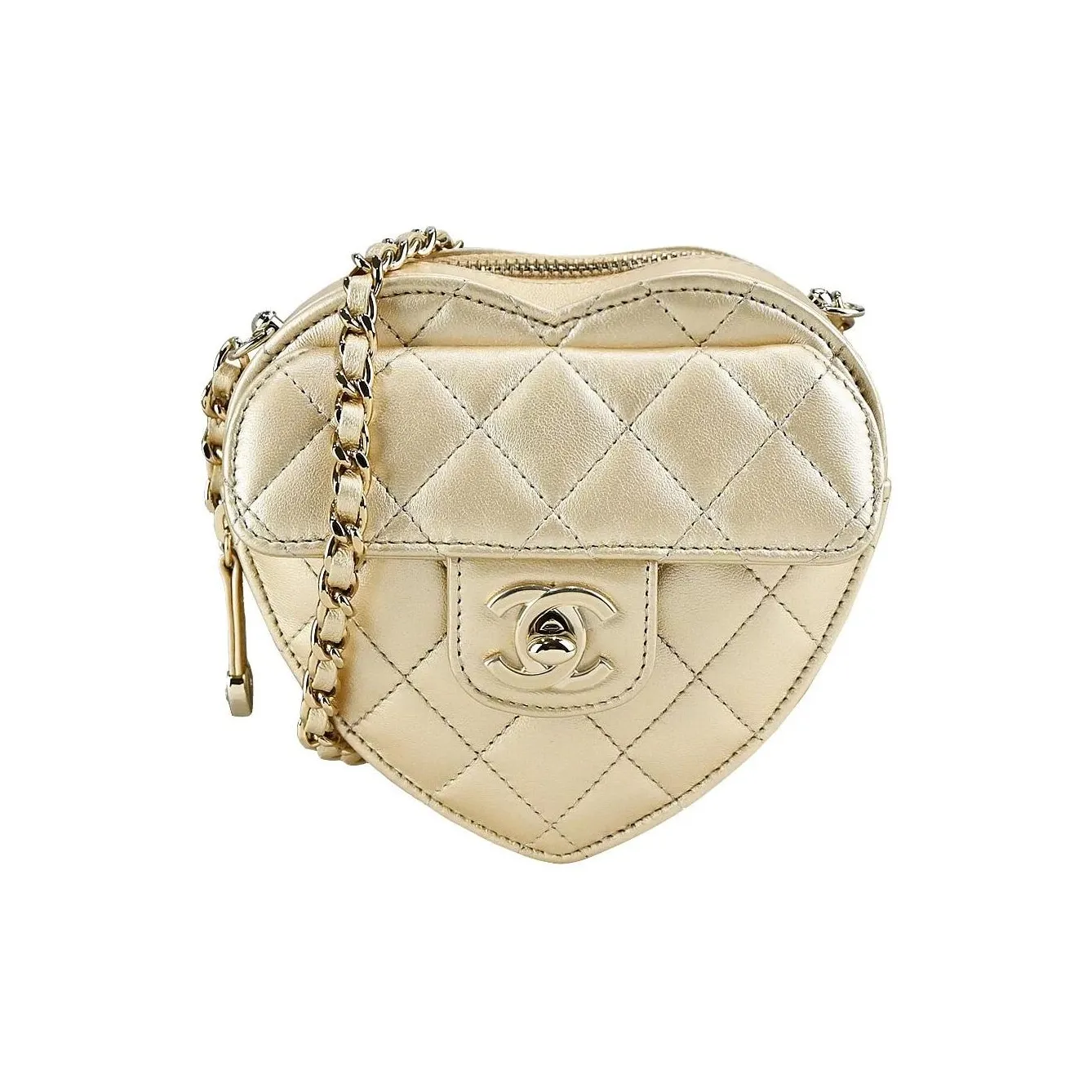CHANEL Lambskin Shoulder Bag, Crossbody Bag Women's Gold