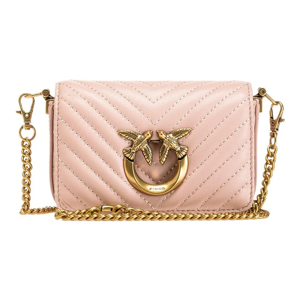 PINKO Наппа Кожа Bird Сумка Портативная Сумка через плечо Сумка на плечо Женская Розовая