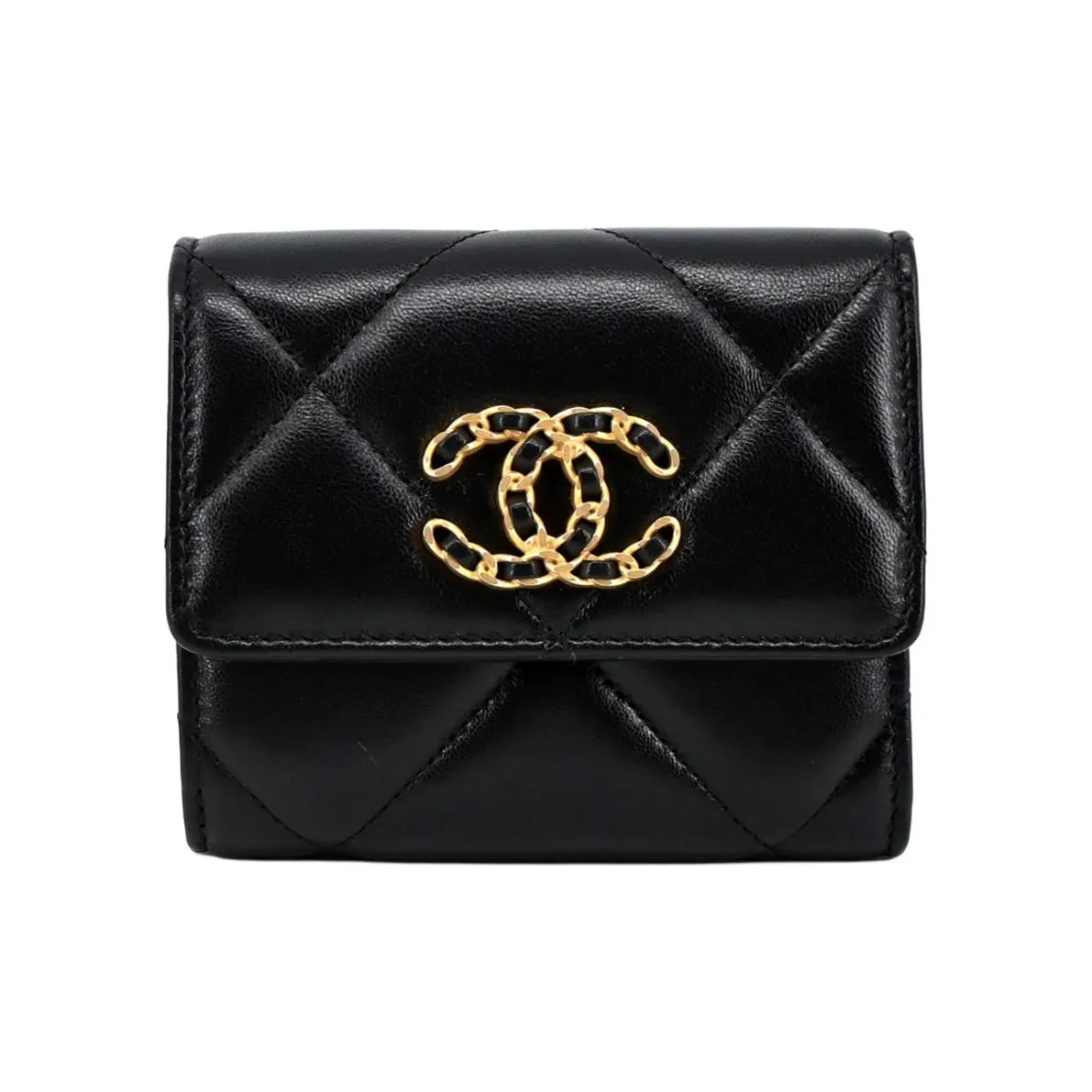 CHANEL Lambskin Wallet Women's Black