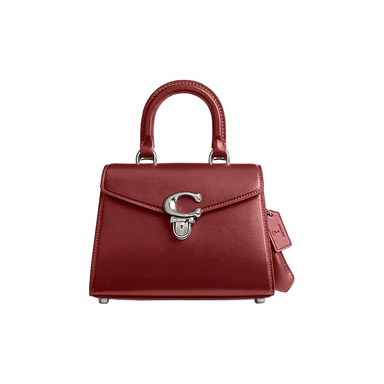 COACH Sammy Calfskin Handbag Trumpets Women's Burgundy