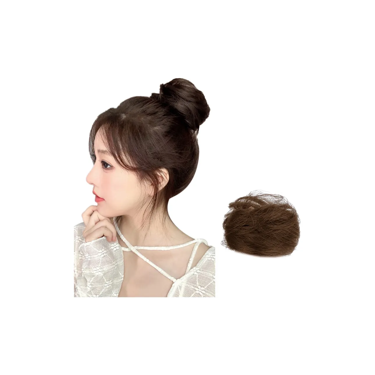 YOSEE Круглая Перука Круг Реальные Человеческие Волосы Свежий Образ Полная Тень Анти-Аджинг Аксессуар для Волос