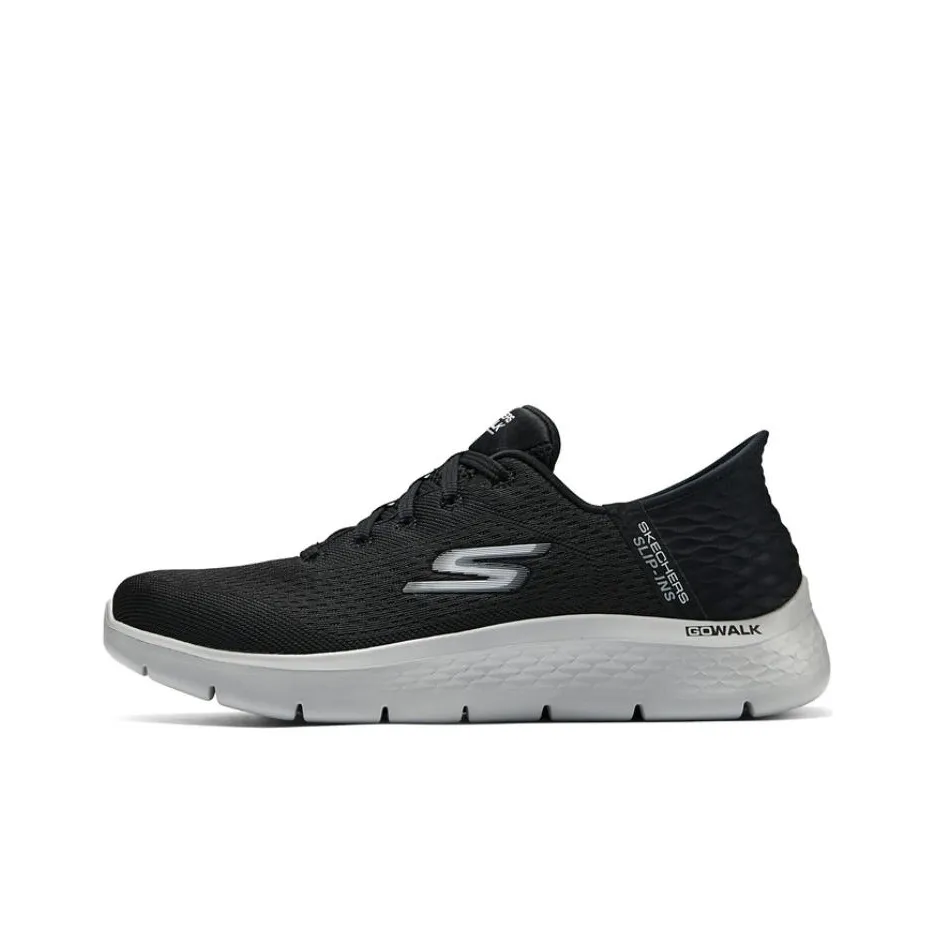 Skechers GO WALK Fle Hands Бесплатно Slip ins Амортизация Износостойкий Низкий Топ Casual Мужской Черный Серый