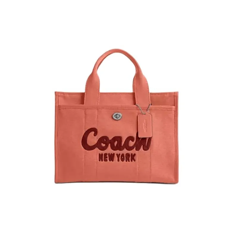 COACH Cargo Холст Тоут Сумка Сумка для покупок Сумка через плечо Сумка из холста Сумка Большая Женская Светло-Красная