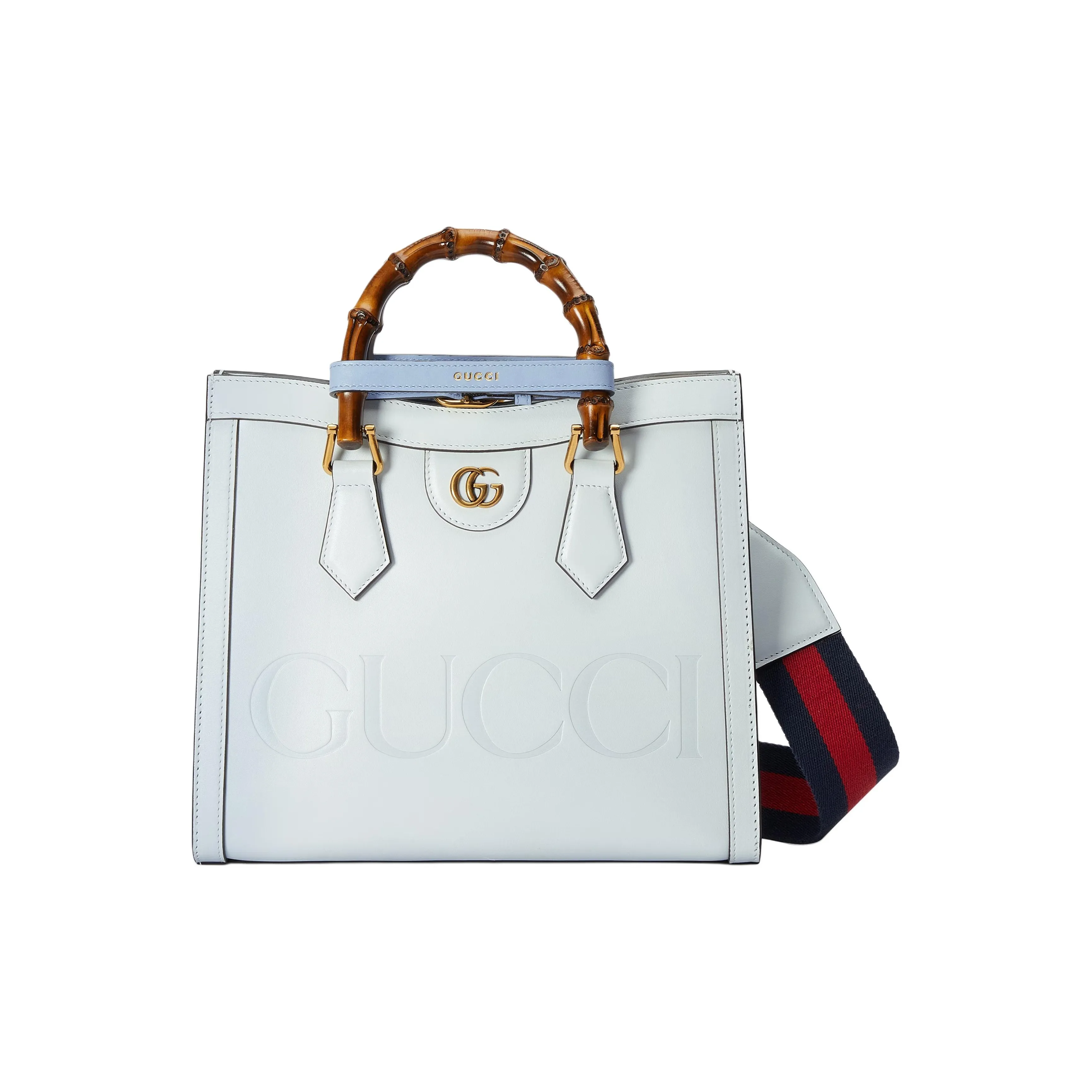 GUCCI Diana Leather Tote Bag Shopping Bag Shoulder Bag Crossbody Bag Handbag Small Size Women's Light Blue