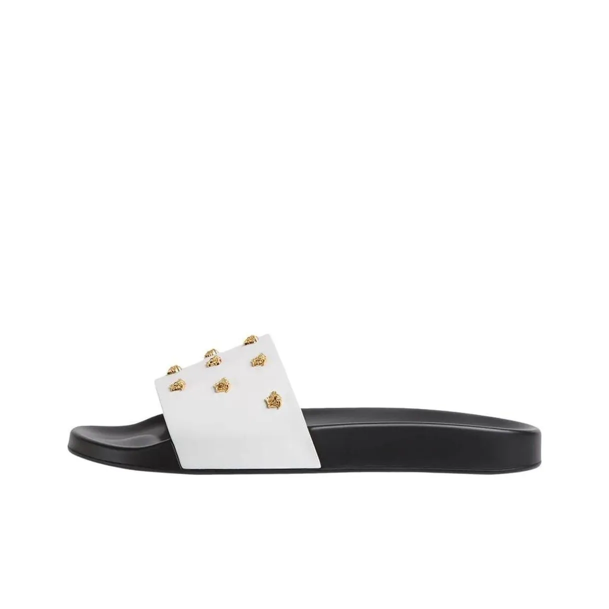 VERSACE Medusa Stud Leather Slide 'White'