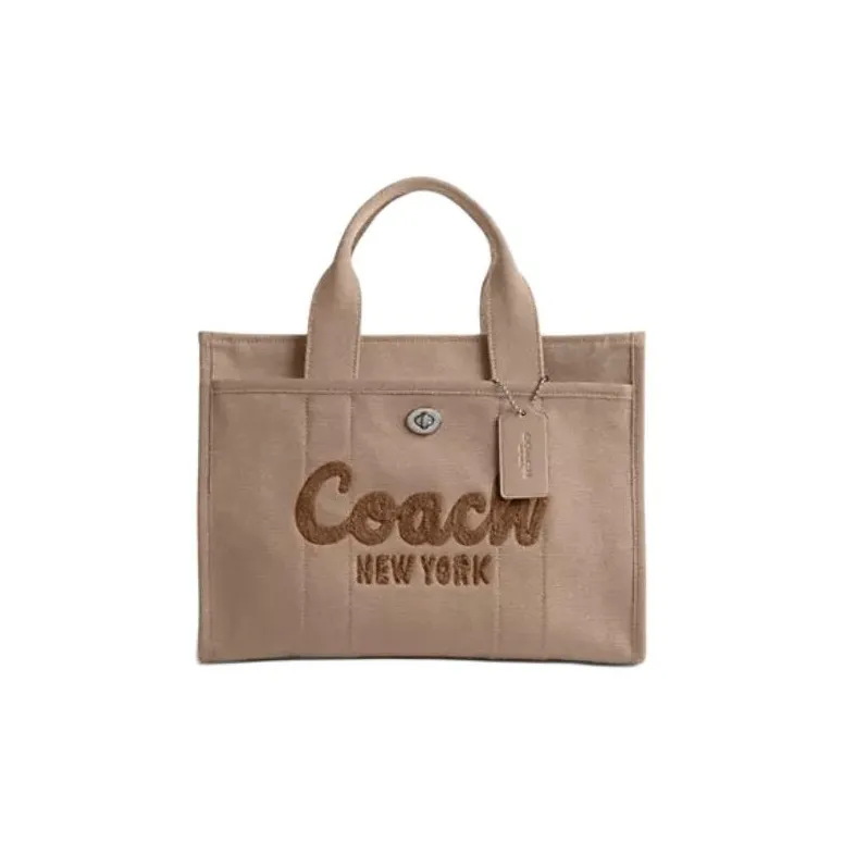COACH Cargo Холст Тоут Сумка Сумка для покупок Сумка через плечо Сумка из холста Сумка Большая Женская Коричневая